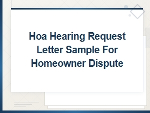 Arizona Hoa Hearing Request Letter for Homeowner Disputes