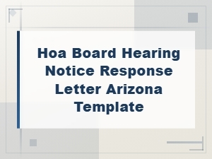 Hoa Hearing Notice Response Letter Template for Arizona
