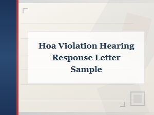 Sample Hoa Violation Hearing Response Letter